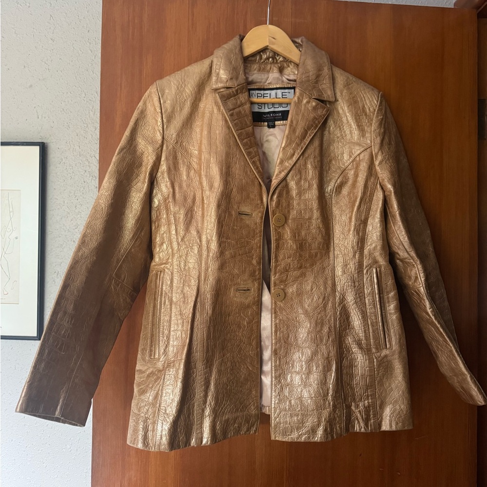 Pelle Studio Wilson’s Leather Gold Tone Croc Leather Jacket